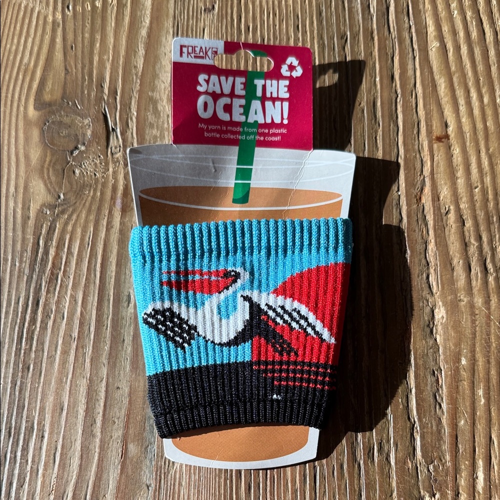 Drink Sleeve - Vibrant Blue and Black with pelican